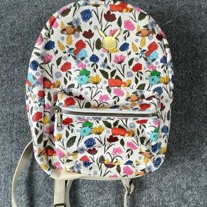 Pokemon Backpack White AOP Faux Leather Pikachu Floral Straps Bioworld Pockets